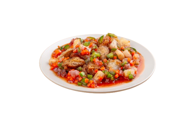 Sweet and sour fish, plated